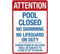 Attention Pool Closed Pool Sign Pool Rules Warning Metal Sign Aluminum Signs for Outdoors Use Yard Farm Fence Home Wall Decor 8x12 inch