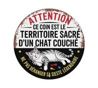 Attention This Spot Is The Sacred Territory Of A Cat At Rest Metal Tin Sign | Wall Decor for Cafe, Club Bar, Office, Home Garden Metal Poster 4x16Inch or 8x8inch