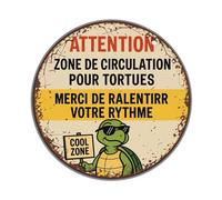 Attention Turtle Crossing Zone Please Slow Down Your Pace Cool Zone Round Tin Sign Vintage Style Metal Sign Home Bar Garden Wall Plaque Decor Metal Poster 8x8 Inch