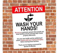 Attention Wash Your Hands Norovirus Prevention Information Warning Sign Self Adhesive Gloss Sticker A1 841mm x 594mm