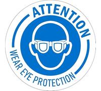 Attention. Wear eye protection. Floor sticker - Self adhesive floor graphic (600mm x 600mm)