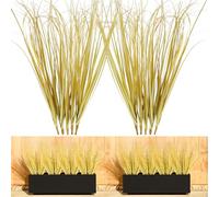 ATTGREAT 10PCS Fake Grass Filler Decor Artificial Grass Plants Outdoor Faux Plants Artificial Tall Shrubs Wheat Grass Greenery Stems Onion Grss for Outdoor Indoor Vase Planters Home Decor, Yellow