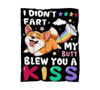 Atthadassi Corgi I Did't Fart My Butt Blew You A Kiss Blanket Gifts Super Soft Flannel Blankets for Bed Sofa Living Room Bed Throw Room Decor Blankets for Adults Teen Boy Girls 30"x40" - Pet Size
