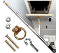 Attic Ladder Pull Down System Kit, 60-Inch Stainless-Steel Extension Pole, Loft Ladder Pole with Hook,Replacement for Attic Pull Down Cord