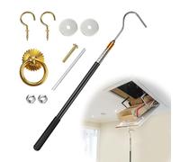 Attic Ladder Pull Down System Kit - Loft Ladder Pole with Hook, 3 Installation Methods Telescopic Loft Hatch Pole Pull-Out Hook Accessories Kit Tools for Home and Hotel