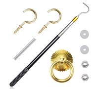 Attic Ladder Pull Down System Set,Staircase Pull-Down System Tool,Adjustable Attic Stairs Pull System Down Kit with Extension Pole and Copper Storage Hook Handle Parts for Home Repair Shop Apartment
