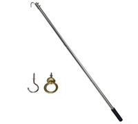 Attic Ladder Pull System Featuring Stainless Steel Rod and Storage Hook for Easy Use