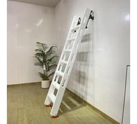 Attic Loft Ladder with Sliding Rail, Wooden Bunk Bed Ladders for RV/Camper, Safety Lofts Climbing Step Egress Stairs, Easy to Use(White,5 Steps L-5.1ft/1.56m)