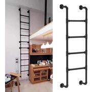 Attic Stairs Egress Ladder for Emergency Home Safety - Interior Climbing Ladders for Dorm Bunk Bed Deck RV Apartments - Heavy Duty Home Durable Step Ladder with Wall Mount, Black(195cm/77in)