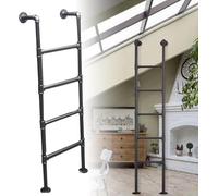 Attic Stairs Wall Mounted Basement Window Well Egress Ladder 4-8 Step, Black Wrought Iron Bunk Bed Ladder or Fire Escape Ladder Metal Step Ladders for Home High Loft Bed