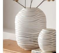 attica large glass hand blown carved vase in white