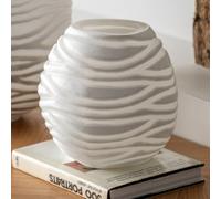 attica small glass hand blown carved vase in white