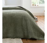 Bianca Attica Velvet Embroidered 240x260cm Bedspread Green