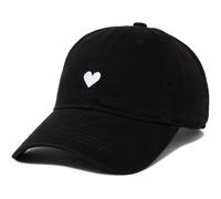 Atticus Poetry Hat, Embroidered Brushed Cotton Women’s Baseball Hat Unisex Fit, Adjustable One Size, Heart Black New, One Size