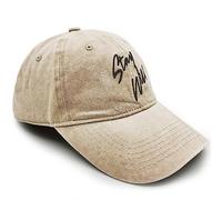 Atticus Poetry Hat, Embroidered Brushed Cotton Women’s Baseball Hat Unisex Fit, Adjustable One Size, Stay Wild - Khaki, One Size