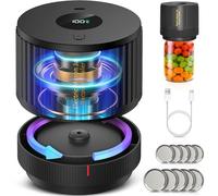 Attikbiz Mason Jars Electric Vacuum Sealer Kit - All-in-One Vacuum Saver with Led Screen, Wide Mouth Jars Sealer Includes 6 Jar Lids - Black