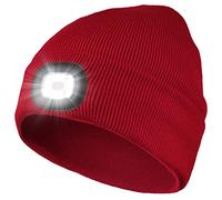 Attikee LED Lighted Beanie Cap for Adults, USB Rechargeable 4 LED Headlamp Hat, Unisex Winter Knit Hat Torch for Running Cycling Camping, Christmas Tech Gifts for Men Dad Women Teens