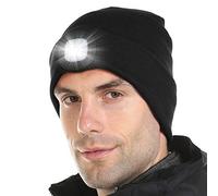 Attikee LED Lighted Beanie Cap for Adults, USB Rechargeable 4 LED Headlamp Hat, Unisex Winter Knit Hat Torch for Running Cycling Camping, Christmas Tech Gifts for Men Dad Women Teens