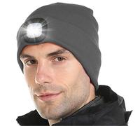 Attikee LED Lighted Beanie Cap for Adults, USB Rechargeable 4 LED Headlamp Hat, Unisex Winter Knit Hat Torch for Running Cycling Camping, Christmas Tech Gifts for Men Dad Women Teens