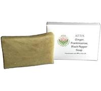 ATTIS Ginger, Frankincense & Black Pepper Natural Handmade Soap | 100g | Vegan | with Shea Butter, Aloe Vera gel and Frankincense & Black Pepper Essential Oils
