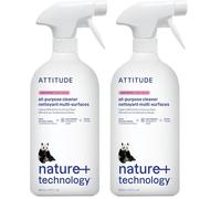 ATTITUDE All Purpose Cleaner Spray, EWG Verified, Vegan, Made with 94% Plant-Based Ingredients, Streak-Free for Kitchen, Bathroom, Glass & More, Unscented, 800 mL (Pack of 2)