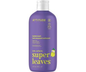 ATTITUDE Bubble Wash for Kids, EWG Verified Bubble Bath, Hair Shampoo and Body Soap, Dermatologically Tested, Plant- and Mineral-Based, Vegan, Vanilla & Pear, 16 Fl Oz
