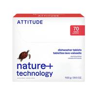 ATTITUDE Dishwasher Pods, Plant-Based & Vegan, Phosphate-Free Detergent Tablets, Naturally Derived, Unscented, 70 Count