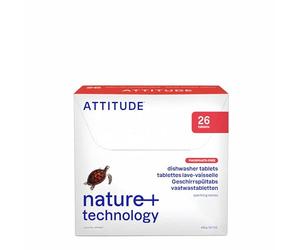 ATTITUDE Dishwasher Pods, Plant-Based & Vegan, Phosphate-Free Detergent Tablets, Naturally Derived, Unscented, 26 Count