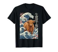 Attitude Highland Cow Great Wave Japanese Ukiyo-e Aesthetic T-Shirt