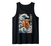 Attitude Highland Cow Great Wave Japanese Ukiyo-e Aesthetic Tank Top