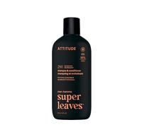 ATTITUDE Men's Shampoo and Conditioner 2-in-1, Nourishing For Dry Hair and Scalp, With Panthenol and Ginseng, 97% Natural Origin Ingredients, EWG Verified, Patchouli & Bourbon, 415 mL