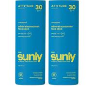 ATTITUDE Mineral Face Sunscreen Stick for Kids, SPF 30, EWG Verified, Plastic-Free, Broad Spectrum UVA/UVB Protection with Zinc Oxide, Dermatologically Tested, Vegan, Unscented, 20 g (Pack of 2)