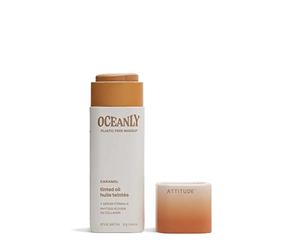 ATTITUDE Oceanly Light Coverage Face Tinted Oil Stick, EWG Verified, Titanium Dioxide-Free, Vegan Tinted Moisturizer, Plastic-Free, Caramel, 12 grams