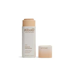 ATTITUDE Oceanly Light Coverage Face Tinted Oil Stick, EWG Verified, Titanium Dioxide-Free, Vegan Tinted Moisturizer, Plastic-Free, Nude, 12 grams