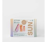 ATTITUDE Oceanly Suncare SPF 30 Routine Skincare Box Set, EWG Verified, Plastic-Free, Broad Spectrum UVA/UVB Protection with Zinc Oxide, Vegan, Unscented, Set of 3 Travel Size Sticks