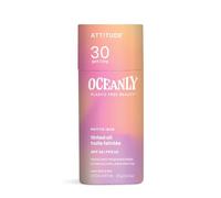 ATTITUDE Oceanly Tinted Oil Stick with SPF 30, EWG Verified, Plastic-Free, Broad Spectrum UVA/UVB Protection with Zinc Oxide, Universal Tint, Unscented, 8.5 grams
