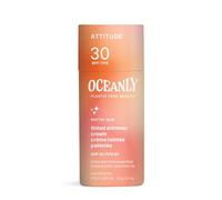 ATTITUDE Oceanly Tinted Shimmer Face Cream Stick with SPF 30, EWG Verified, Plastic-Free, Broad Spectrum UVA/UVB Protection with Zinc Oxide, Universal Tint, Unscented, 8.5 grams
