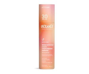 ATTITUDE Oceanly Tinted Shimmer Face Cream Stick with SPF 30, EWG Verified, Plastic-Free, Broad Spectrum UVA/UVB Protection with Zinc Oxide, Universal Tint, Unscented, 30 grams