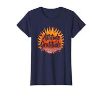Attitude of Gratitude Inspirational Sunshine T-Shirt, Women, Navy Blue, Medium