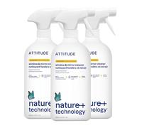 ATTITUDE Window & Mirror Cleaner, EWG Verified, Plant- & Mineral-Based, Vegan & Streak-Free Glass Spray, Made in Canada, Citrus Zest Scent, 800 mL (Pack of 3)