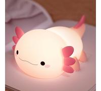 Attivolife Axolotl Night Light, Cute Kids Silicone Nursery Lamp, Touch Timer Dimmable Rechargeable LED Nightlight, Soft Toddler Feeding Room Bedside Decor, Best Kids Baby Girls Boys Women Gifts