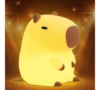 Attivolife Cute Capybara Night Light, Soft Silicone LED Lamp with Dimmable & Timer, Portable Rechargeable Nursery Bedside Decor, Birthday for Kids