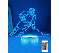 Attivolife Ice Hockey 3D Night Light, Bedside Illusion Optical Hologram LED Lamp with Remote Control + Timer 16 Color Changing, Bedroom Decor Personalized Best Birthday Gift for Kid Boy Teen Sport Fan