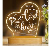 Attivolife Jesus Night Light, Lord Gift with Warm White Light with Wood Base, The Sacred Home Decor Xmas Birthday Easter Thanksgiving Day Gift Lord Desk Lamp for Christian Saint