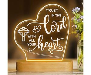 Attivolife Jesus Night Light, Lord Gift with Warm White Light with Wood Base, The Sacred Home Decor Xmas Birthday Easter Thanksgiving Day Gift Lord Desk Lamp for Christian Saint