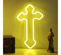 Attivolife Light up Cross Neon Sign, Jesus LED Night Light with Dimmable USB Powered, Home Bedroom Wall Decor Warm White, Best Gifts for Religious Christian Easter Birthday Party Wedding Christmas