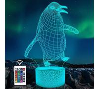 Attivolife Penguin 3D Lamp for Kids, 16 Colors Changing Illusion Animal Night Light with Remote Control Dim Function 4 Flashing Mode, Child Bedroom Decor Birthday Gifts for Boy Girl
