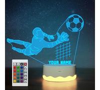 Attivolife Personalized Football 3D Lamp, Customized Goalkeeper LED Night Light with 16 Colours Changing Remote Control, Best Sports Theme Room Decor Birthday Gifts for Kids Boys Men