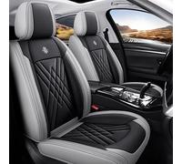 ATTLGR Car Seat Covers for Ford Ranger Wildtrak (2016-2020 2021 2022 2023),Leather Front Rear Seat Covers,Full Set Seat Protectors Headrest Covers,Waterproof Breathable Accessories,E/BlackGrey