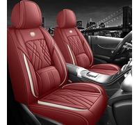 ATTLGR Car Seat Covers for Peugeot 301 2012-,Full Set Comfortable Wear-Resistant Leather Seat Covers,Waterproof NonSlip Auto Interior Protectors,E/Red